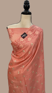 Tussar Silk Handloom Banarasi Saree With Chikankari - The Handlooms