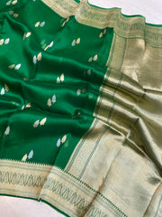 Pure Kora Handloom Banarasi Saree - Sona Roopa Alfi Kadua Booti - The Handlooms