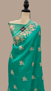 Pure Organza Chikankari Handloom Banarasi Saree - The Handlooms