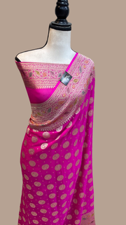 Pure Khaddi Georgette Banarasi Saree - water zari - The Handlooms