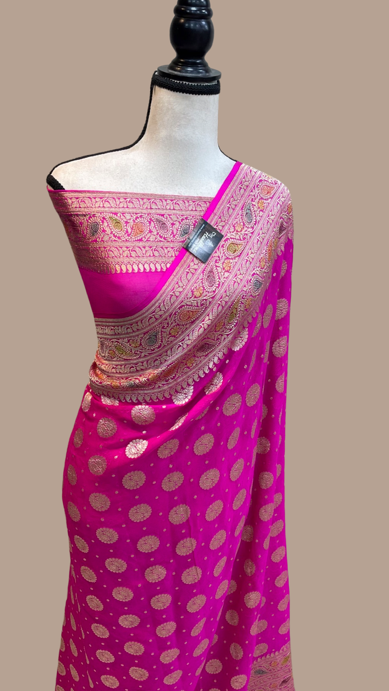 Pure Khaddi Georgette Banarasi Saree - water zari - The Handlooms