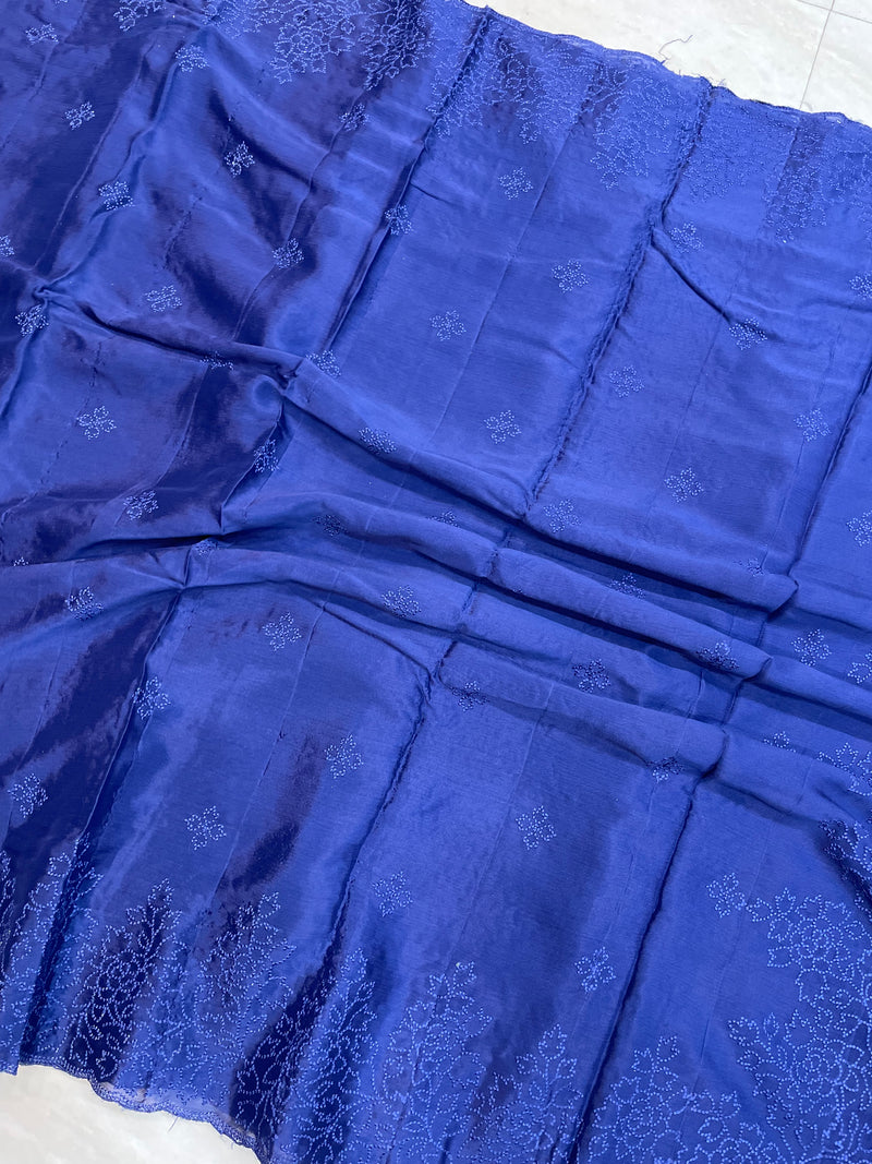 Pure Georgette Chikankari Handloom Banarasi Saree - The Handlooms