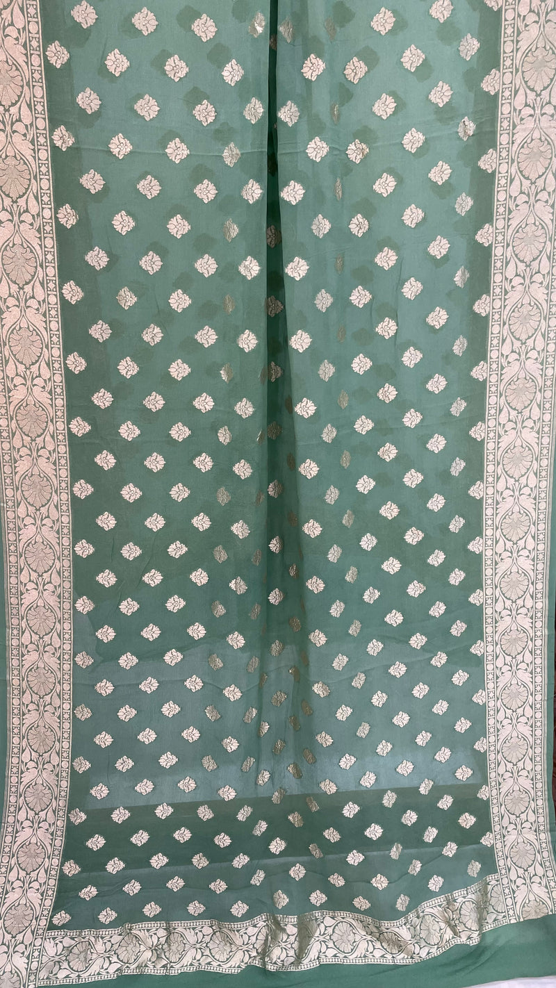 Pure Khaddi Georgette Dupatta - water zari - The Handlooms