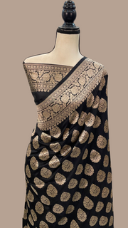 Pure Katan Silk Banarasi Handloom Saree - All Over Jaal Work - The Handlooms