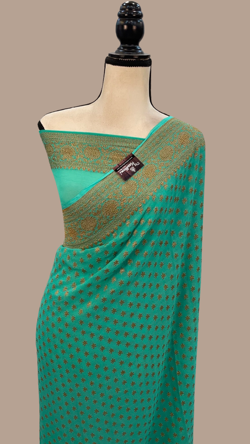 Khaddi Georgette Banarasi Saree -  Antique zari - The Handlooms