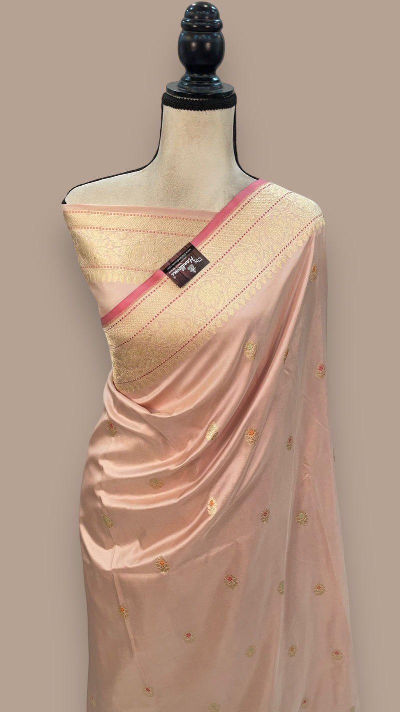 Pure Katan Silk Banarasi Handloom Saree - All over Kadua motifs With Meenakari - The Handlooms