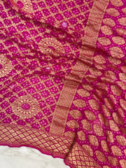 Pure Georgette Banarasi Bandhej Handloom Saree - The Handlooms