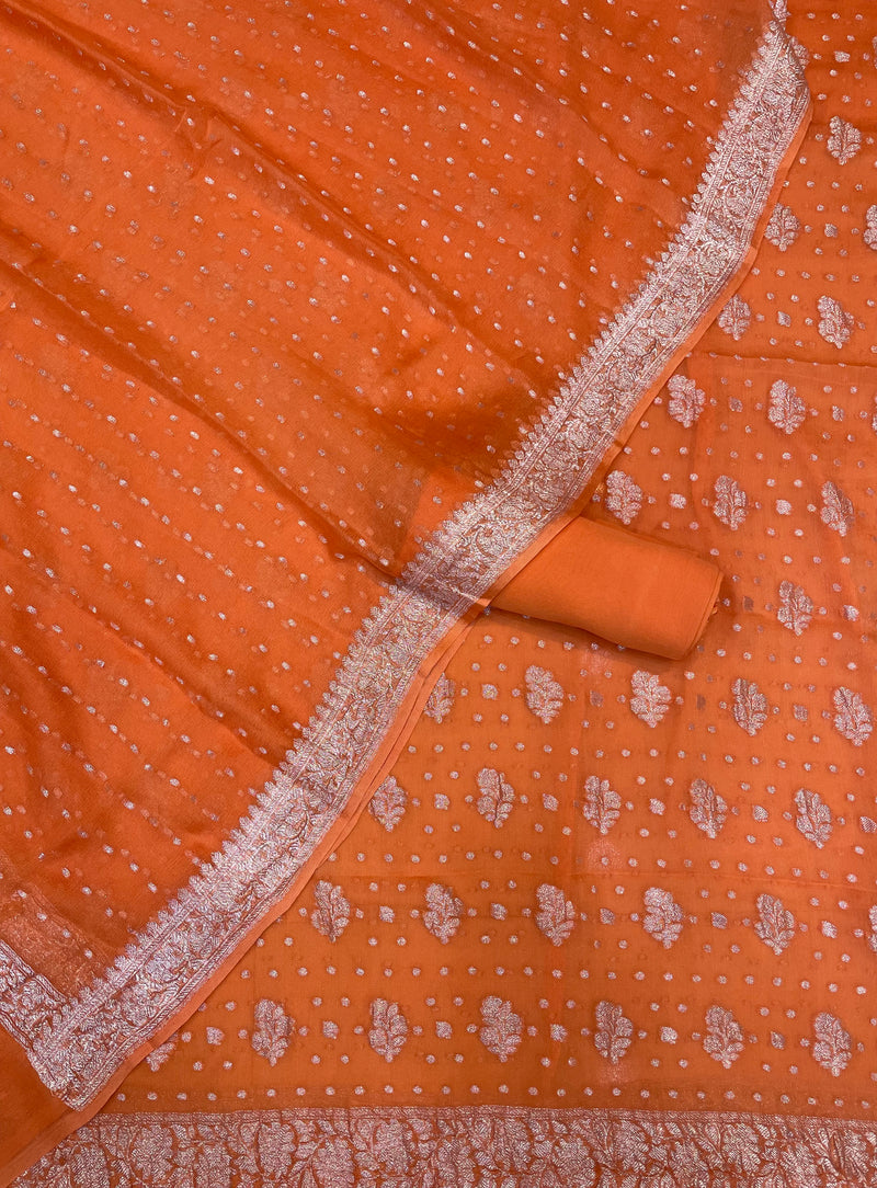 Khaddi Georgette Banarasi Dress material - The Handlooms
