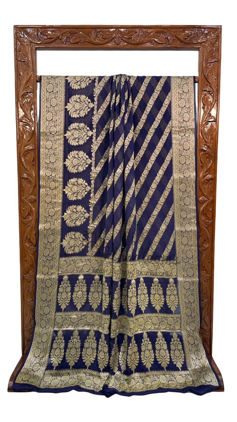 Pure Chiffon Khaddi Banarasi Saree - The Handlooms