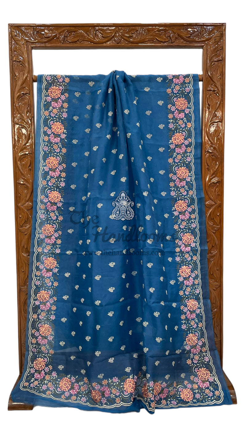 Pure Organza Chikankari Handloom Banarasi Saree - The Handlooms