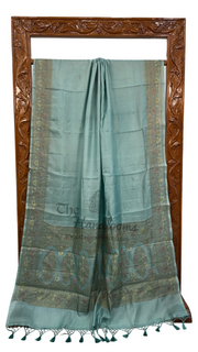 Mint Green Pure Butter Crepe Banarasi Saree - The Handlooms
