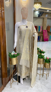 Pure Moonga Georgette Banarasi Dress material - The Handlooms