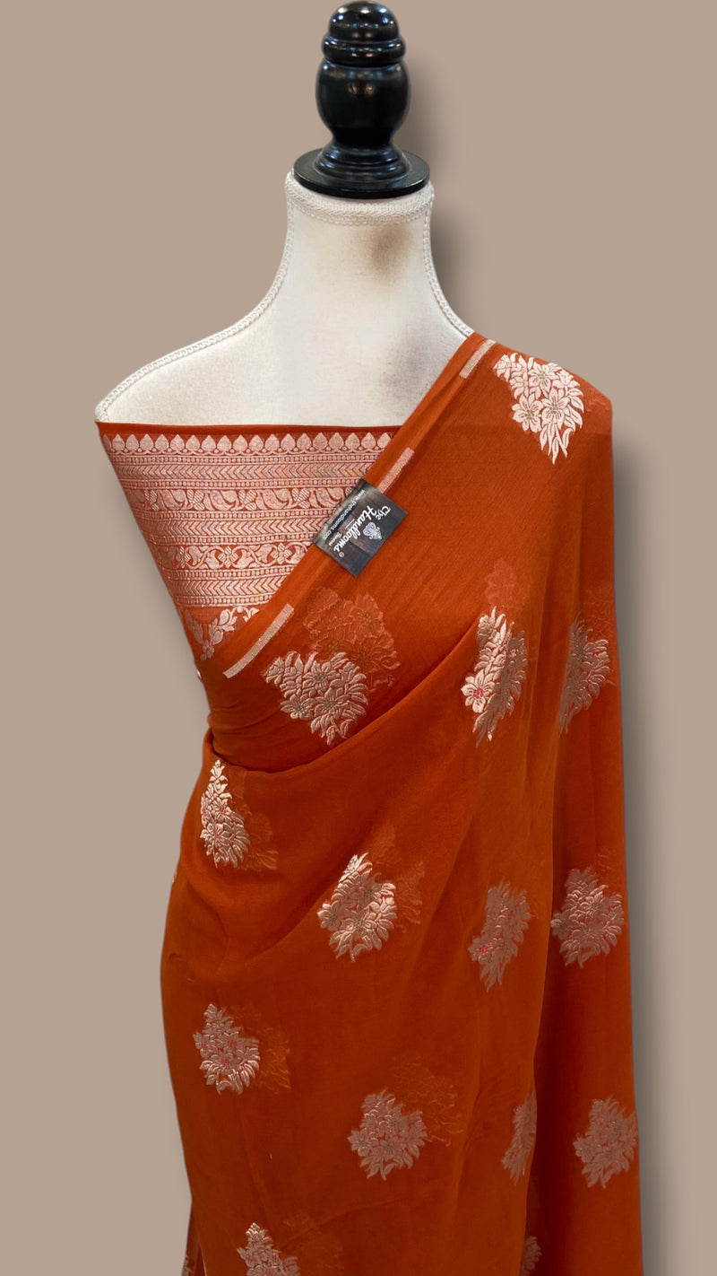 Pure Khaddi Georgette Banarasi Saree -  Water Zari