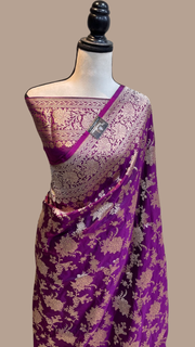Pure Katan Silk Banarasi Handloom Saree - All Over Jaal Work - The Handlooms