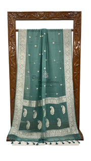Mint Green Pure Georgette Handloom Banarasi Saree - The Handlooms