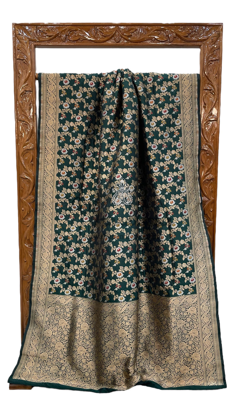 Pure Katan Silk Banarasi Handloom Saree - All over Jaal work with Meenakari - The Handlooms