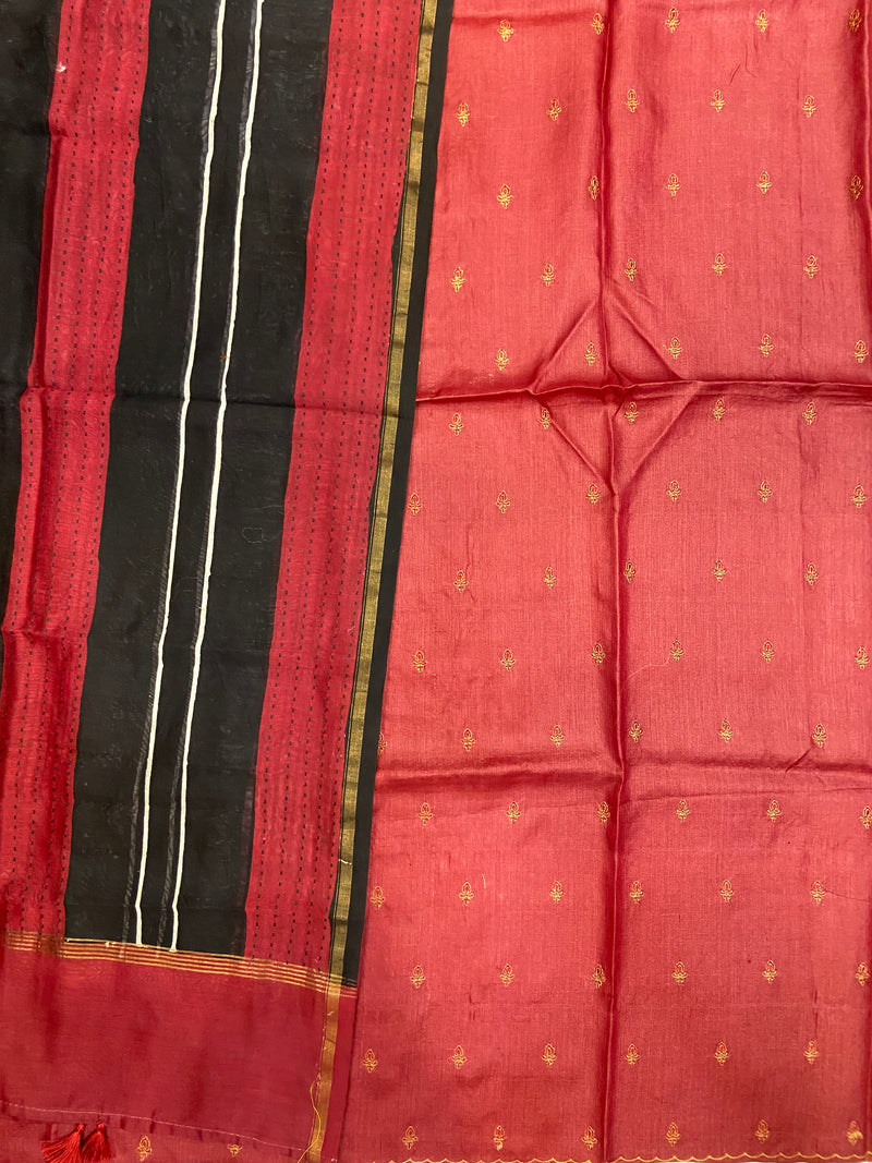 Pure Tussar Silk Handloom Banarasi Dress Material