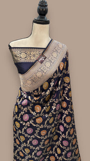 Pure Katan Silk Banarasi Handloom Saree - All over Jaal work with Meenakari - The Handlooms