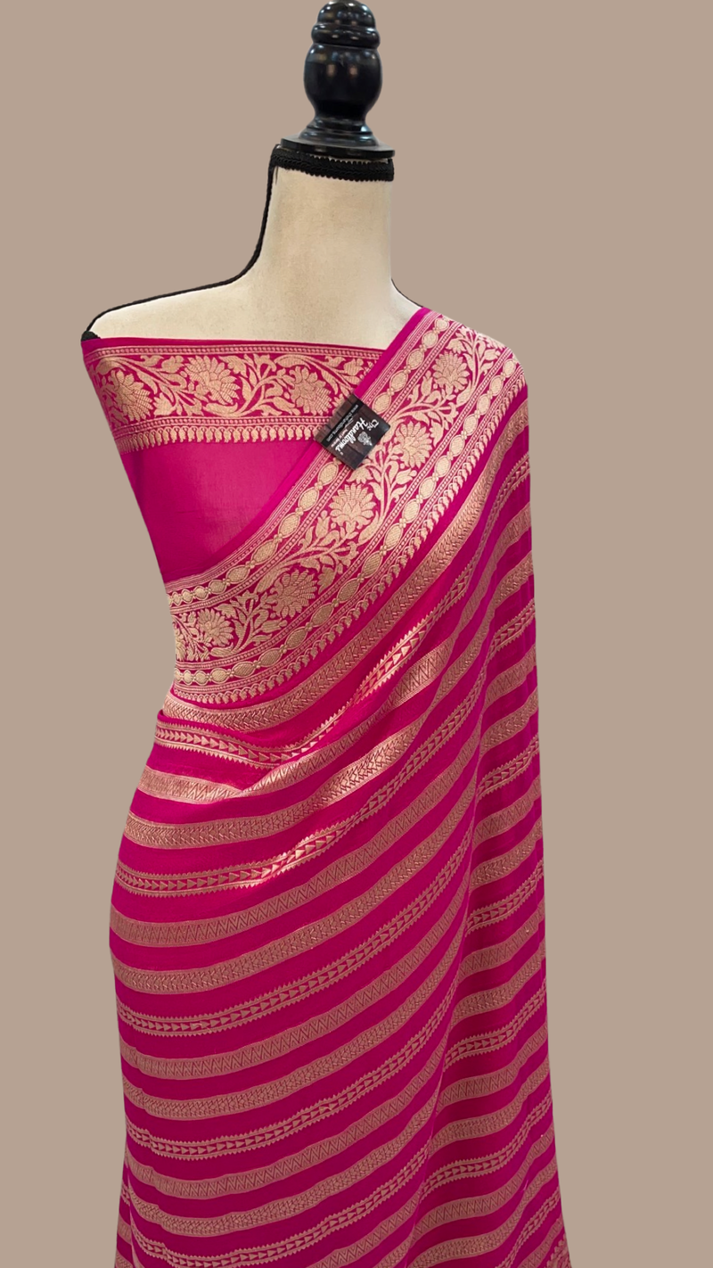 Khaddi Georgette Handloom Banarasi Saree - The Handlooms