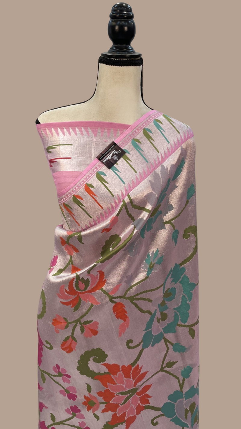 Pure Tussar Georgette Brocade Handloom Banarasi Saree - The Handlooms