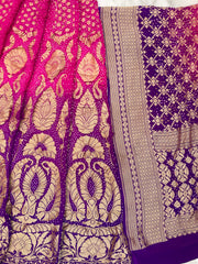 Pure Khaddi Georgette Bandhani Handloom Banarasi Lehenga - The Handlooms