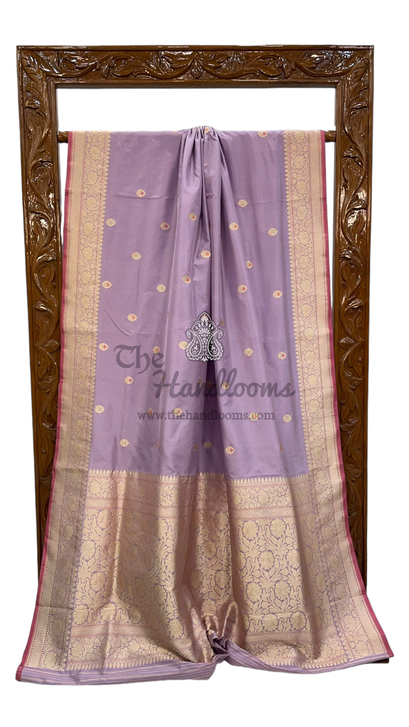 Pure Katan Silk Banarasi Handloom Saree - All over Kadua motifs With Meenakari - The Handlooms