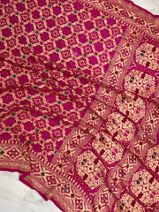 Pure Georgette Banarasi Bandhej Handloom Saree - The Handlooms