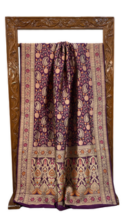 Pure Katan Silk Banarasi Handloom Saree - All over Jaal work with Meenakari - The Handlooms