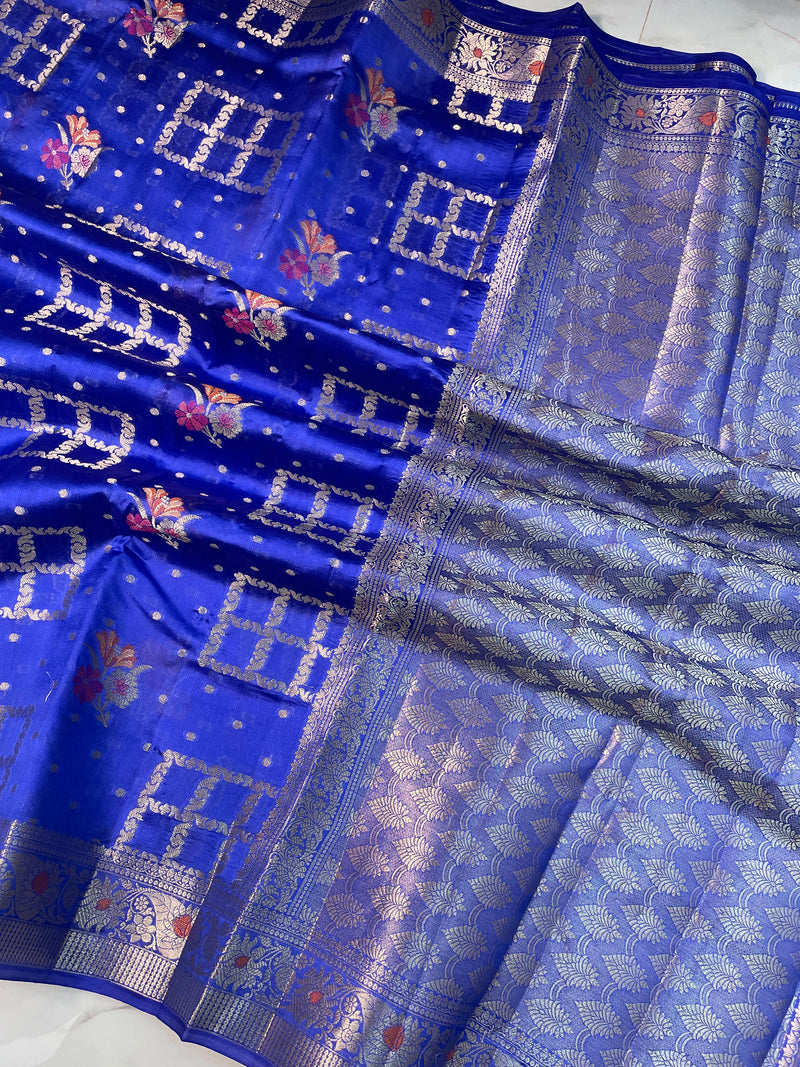 Pure Dupion Silk Banarasi Saree - Gold Zari - The Handlooms