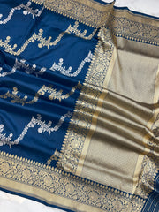 Pure Katan Silk Banarasi Handloom Saree - All over Sona Roopa kadiyal Jaal work - The Handlooms