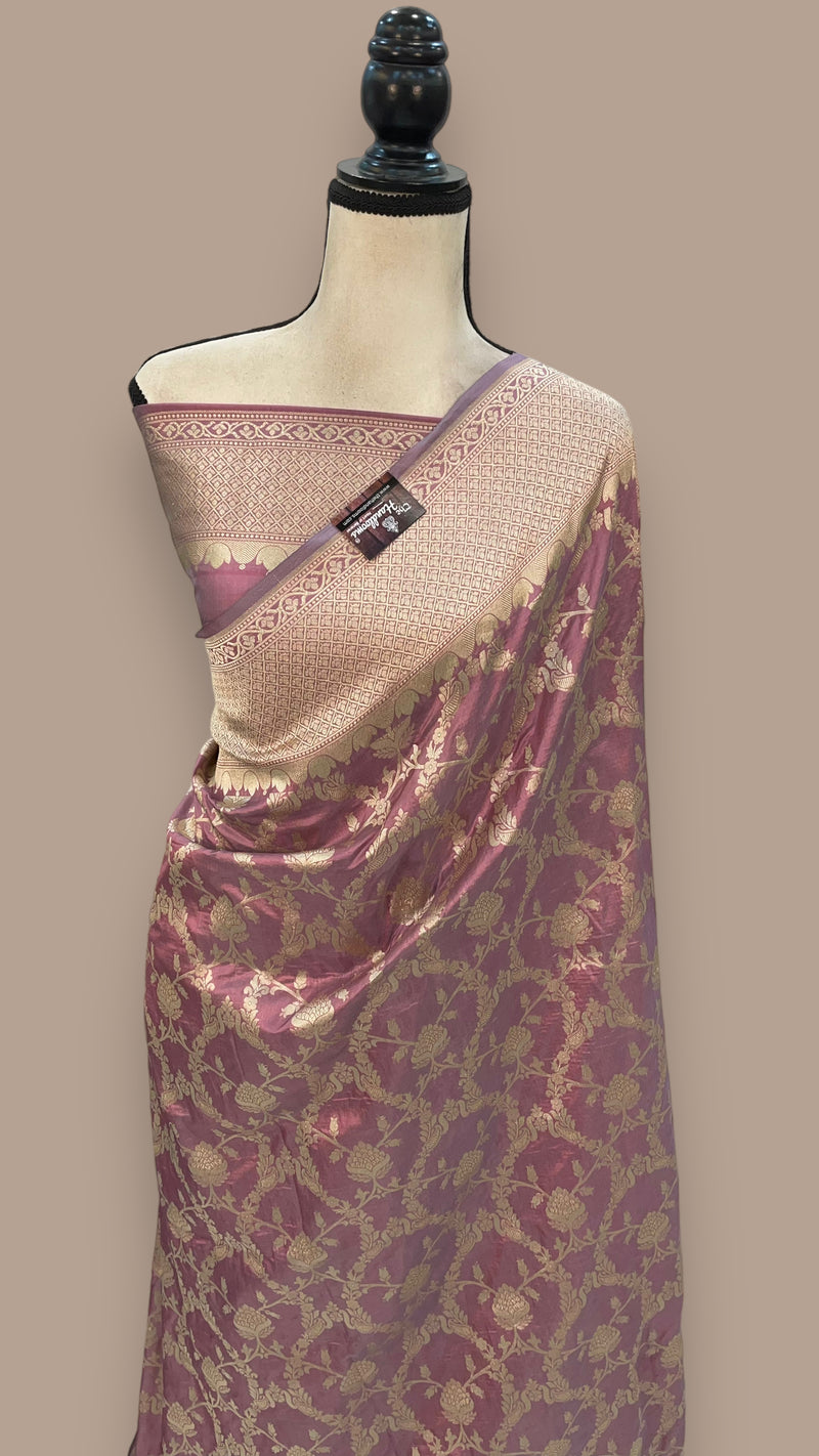 Pure Katan Silk Banarasi Handloom Saree - All Over Jaal Work - The Handlooms