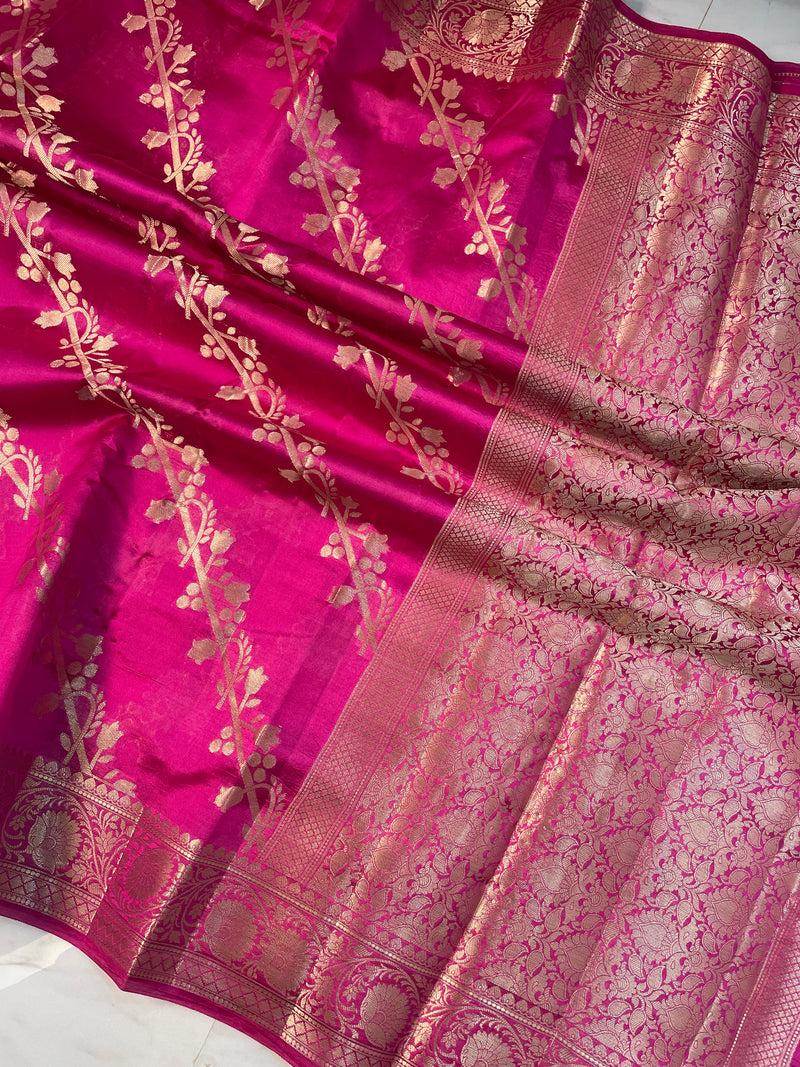 Pure Dupion Silk Banarasi Saree - Gold Zari - The Handlooms