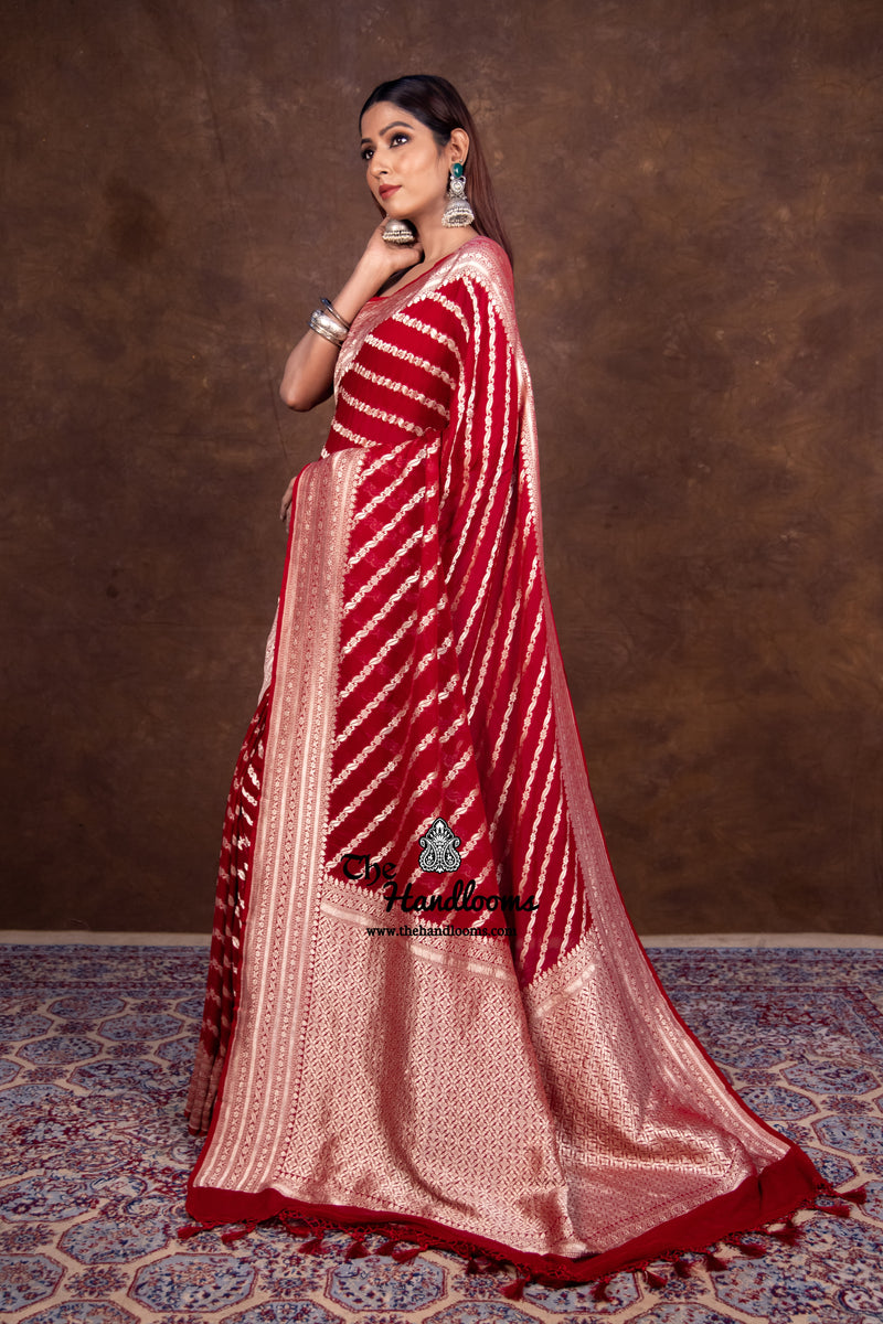 Pure Khaddi Georgette Banarasi Saree - water zari - The Handlooms