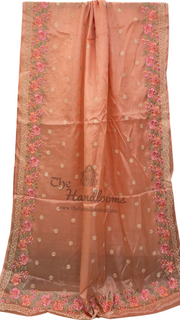 Tussar Silk Handloom Banarasi Saree With Chikankari - The Handlooms