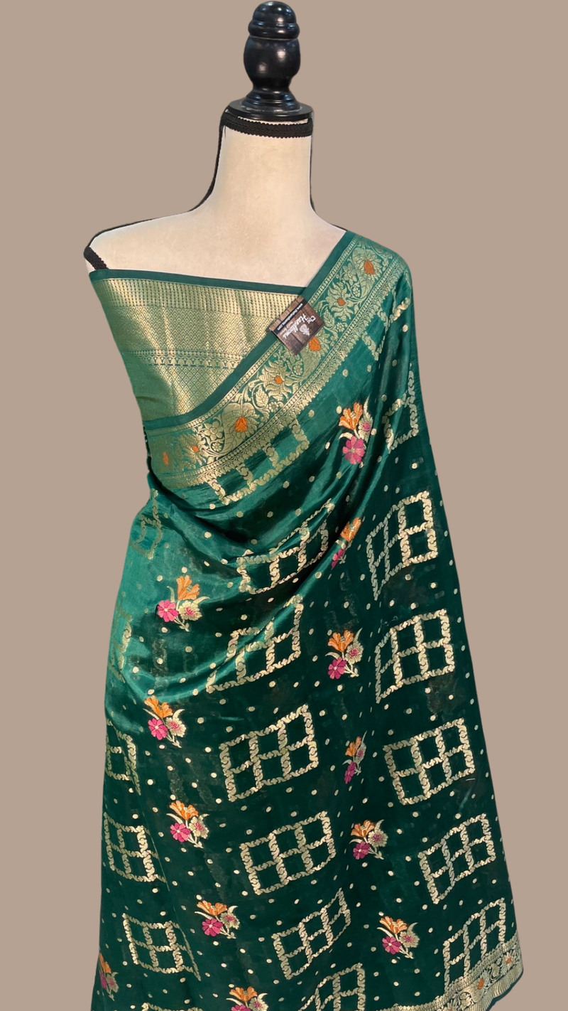 Pure Dupion Silk Banarasi Saree - Gold Zari - The Handlooms