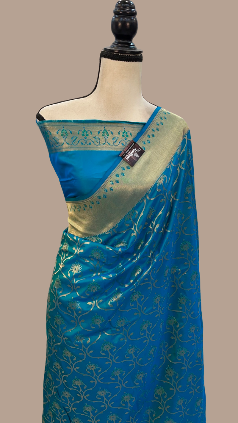 Pure Katan Silk Banarasi Handloom Saree - All over Jaal work - The Handlooms
