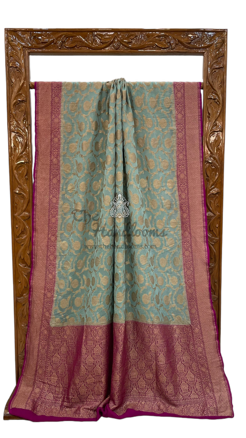 Khaddi Georgette Banarasi Saree -  Antique zari - The Handlooms