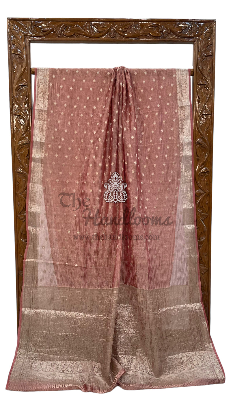 Pure Kora Tissue Crush Handloom Banarasi Saree - The Handlooms