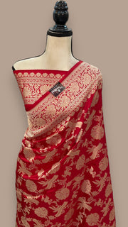 Pure Katan Silk Banarasi Handloom Saree - All Over Jaal Work - The Handlooms