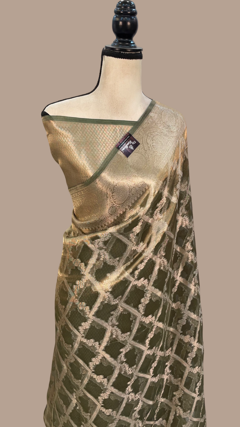 Pure Kora Tissue Handloom Banarasi Saree - The Handlooms