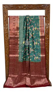 Pure Chiniya Silk Handloom Banarasi Saree with Chikankari - The Handlooms