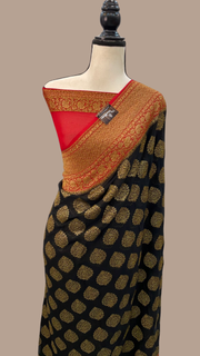 Khaddi Georgette Banarasi Saree -  Antique zari - The Handlooms
