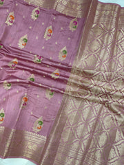 Pure Dupion Silk Banarasi Saree - Gold Zari - The Handlooms