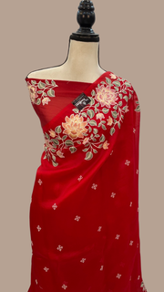 Pure Organza Chikankari Handloom Banarasi Saree - The Handlooms