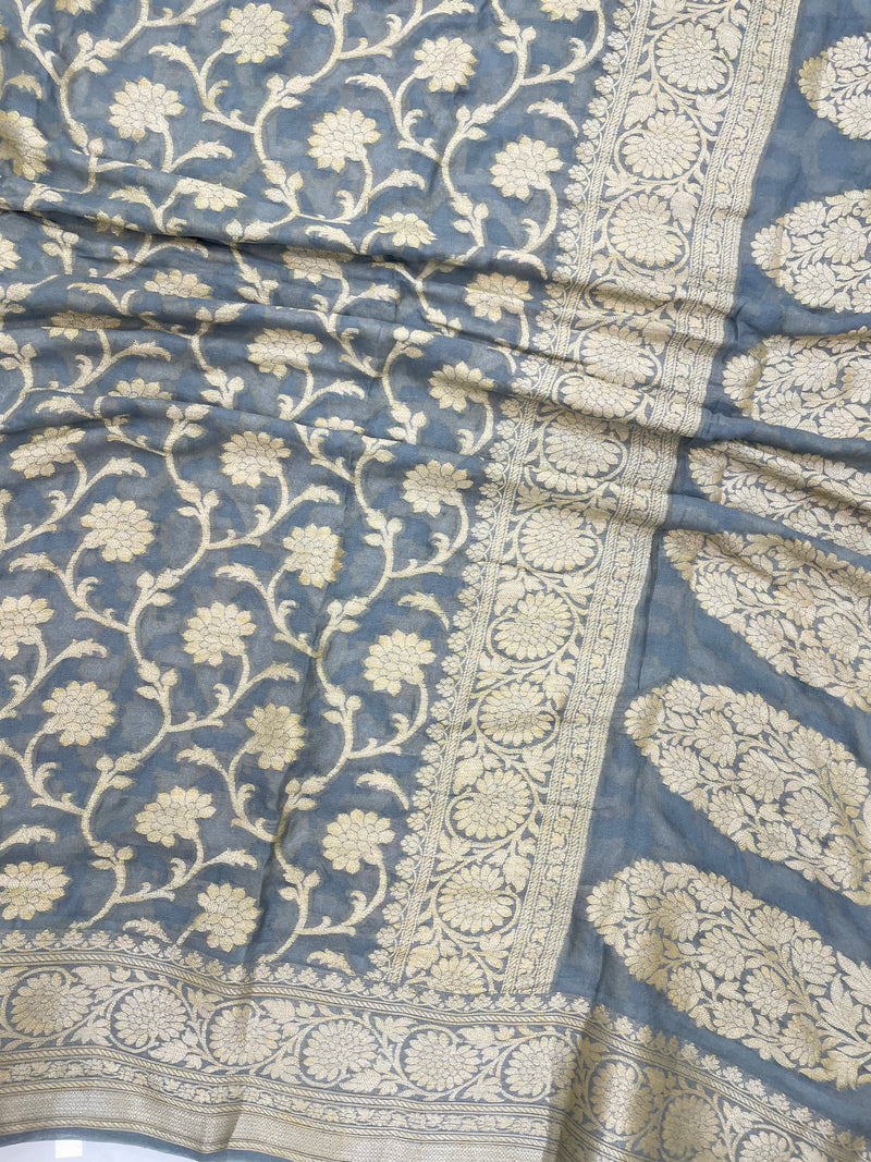 Pure Chiffon Khaddi Banarasi Saree - The Handlooms