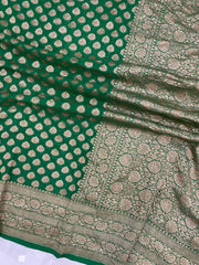 Khaddi Georgette Banarasi Saree -  Antique zari - The Handlooms