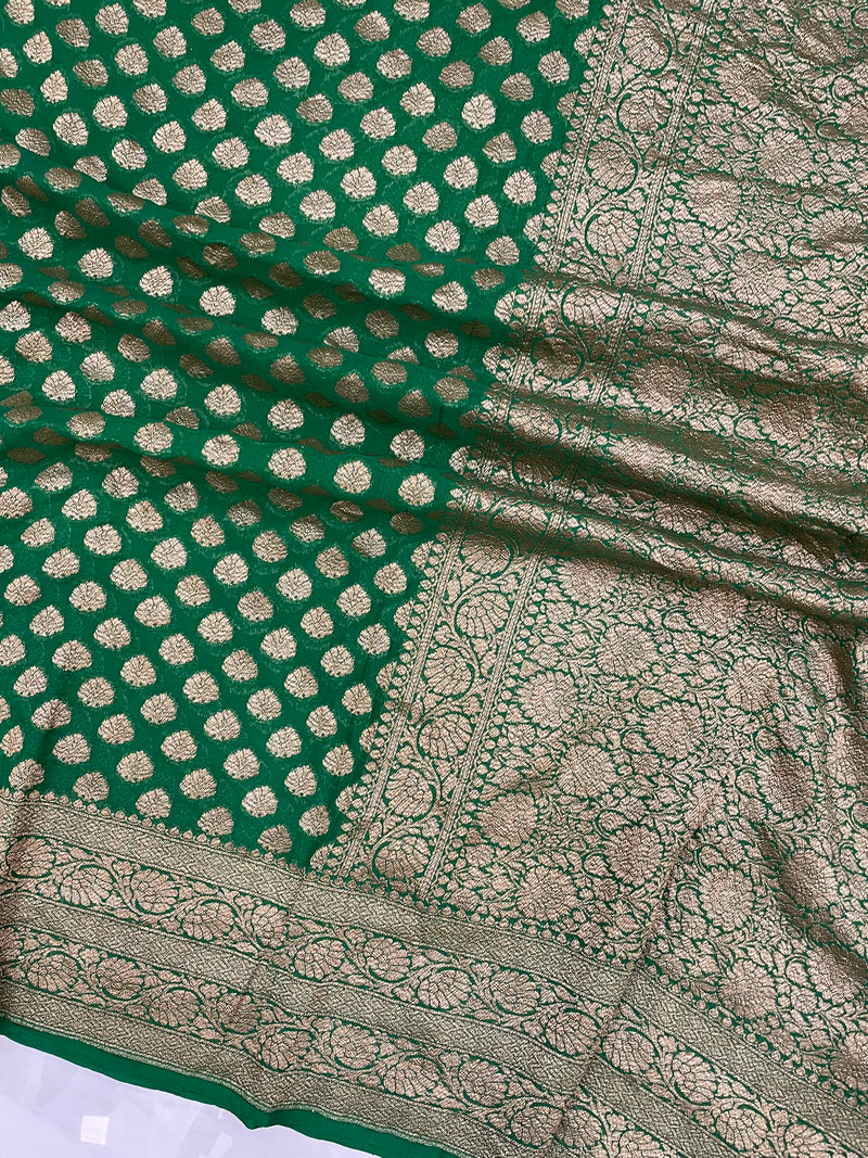 Khaddi Georgette Banarasi Saree -  Antique zari - The Handlooms