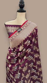 Pure Katan Silk Banarasi Handloom Saree - All over Sona Roopa Jaal work - The Handlooms