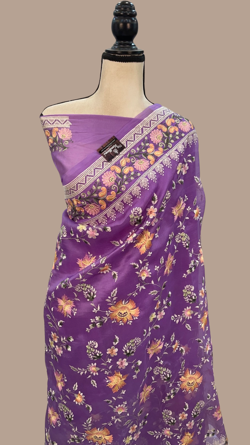 Organza Chikankari Handloom Banarasi Saree - The Handlooms