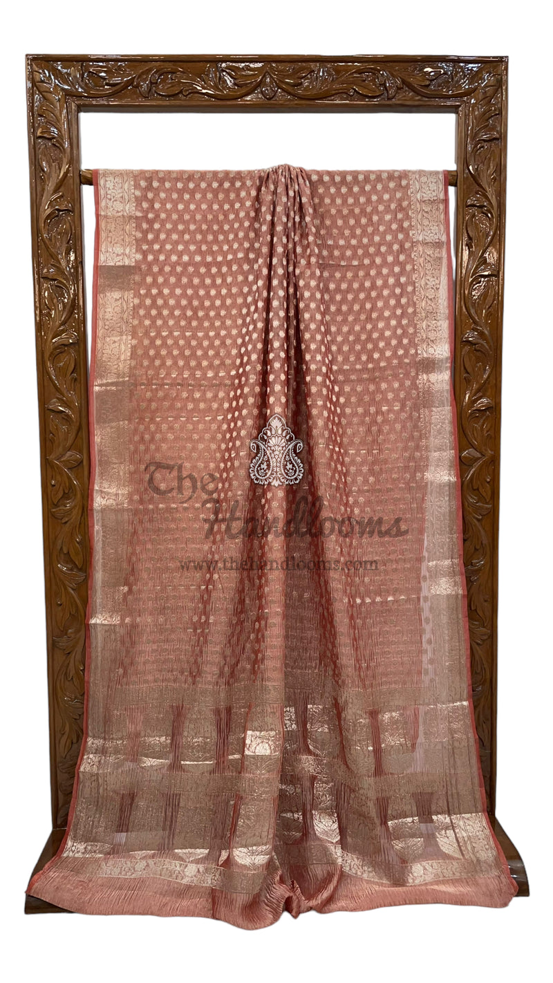 Pure Kora Tissue Crush Handloom Banarasi Saree - The Handlooms